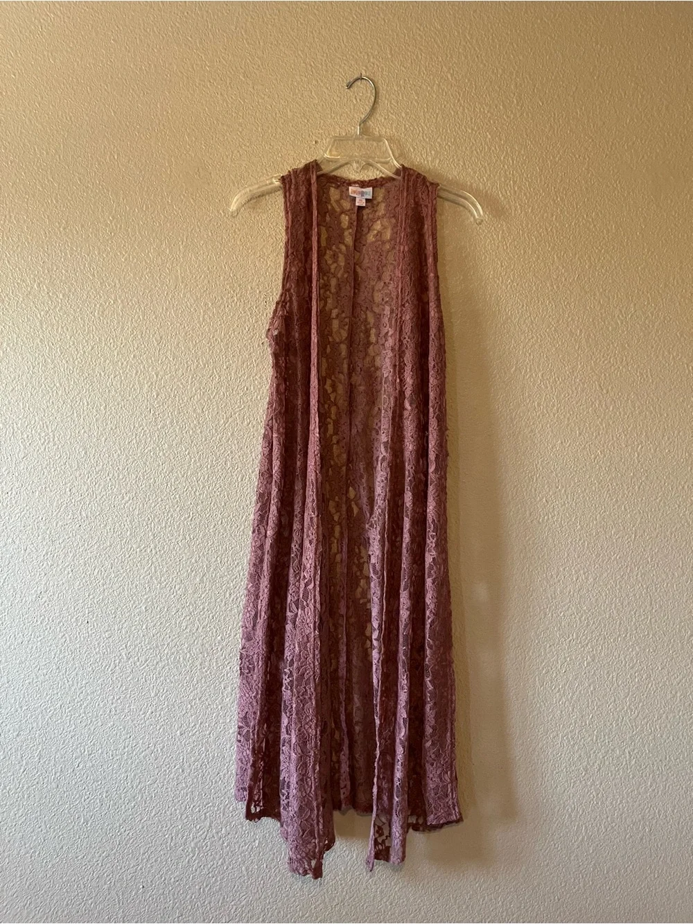 Lularoe Amelia Dress Lot, Size Small and XS “Joy” long pink lace duster vest. - Picture 3 of 7